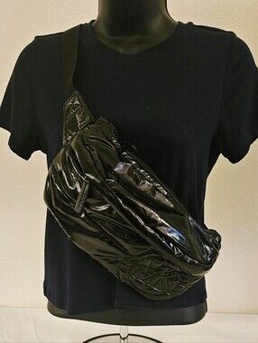 Michael Kors Black Patent Leather Crossbody Sling Bag